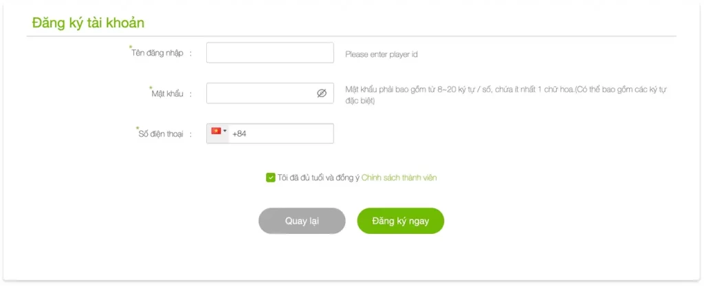 Đăng Ký Tài Khoản SGD999